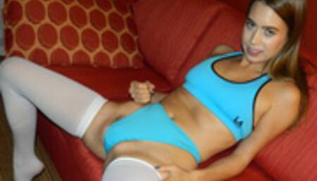 Jill Kassidy Blue Bikini and Stockings with Sweetheart Girlfriend Style JOI Role Playing! "I want you to cum for me again!"