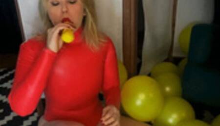inflatable latex swimsuit and balloons (compilation)