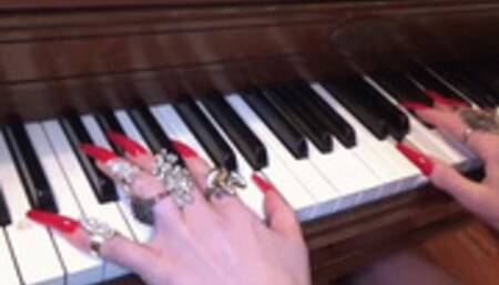 long red fingernails playing piano - full clip - 1920x1080(*mp4)