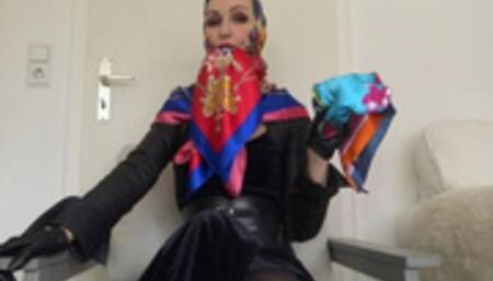 Scarf Queen: Cum on my satin scarf and lick it clean!
