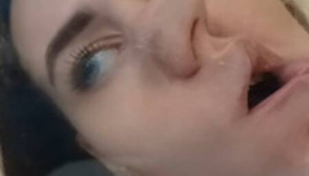 Hot passionate kisses through glass