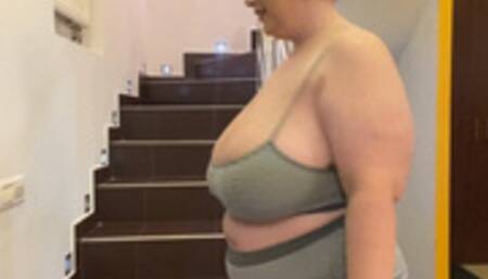 BBW going up and down the stairs