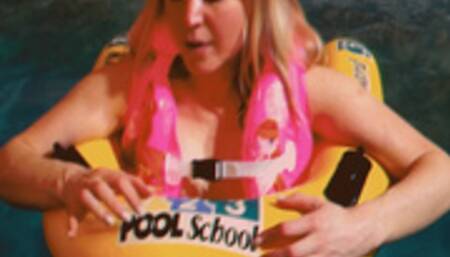 Alla pop nails two inflatable rings in the pool!!!