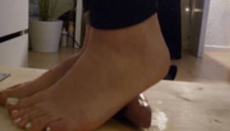 Barefoot cock marching on my oiled up cock until I cum under her soles