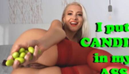Big ass MILF put candies in Ass