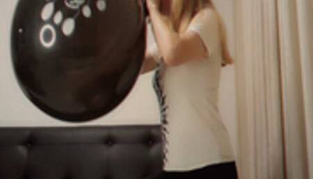 Alla made B2P a black balloon and rides a fitness ball!