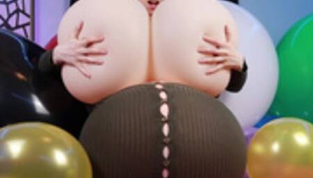 Inflating My Boobs and Belly In Green Button Down Dress