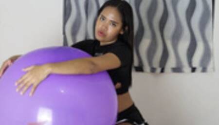 Sexy Police officer Stella Hugs Kisses And Licks Your Huge Purple Balloon