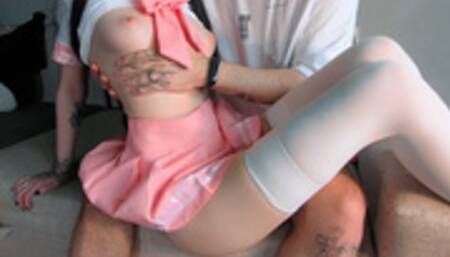 Perfect masturbation for my stepsister. Handjob of clit, face sitting - pinkloving ????