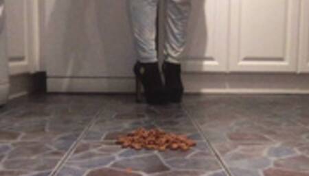 Crunchy cereal crushed under platform heel booties