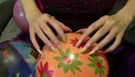 Nails scratching to burst and destroy 6 balls