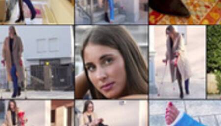 Mirna LLC Trying Out Her Crutches in and out of Hose Before the Party (in HD 1920X1080)