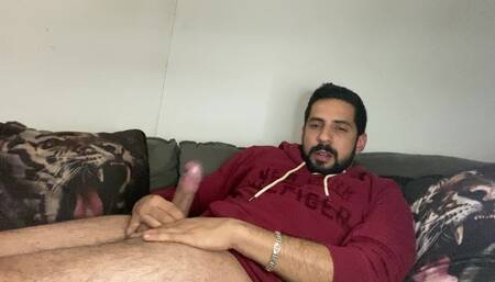 Bearded boy having fun jerking off until he cums and smears himself - Rodrik Dick