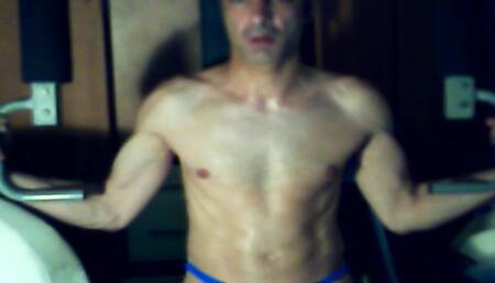 Ceien relax in the night with body work out