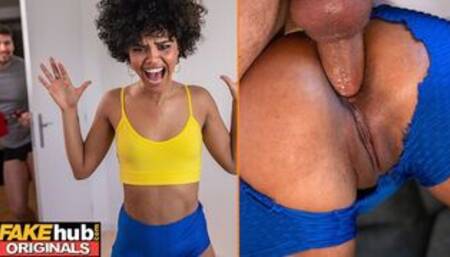 Sexy Young Ebony Babe Gets Pranked by her Housemate before having Anal Sex