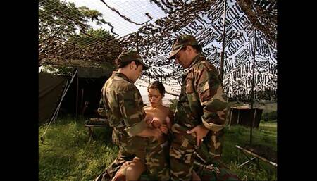 The army nurce give relief to soldiers sucking cock and fucking