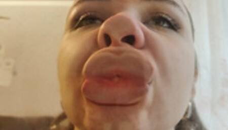 Crushed face through glass