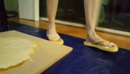 Kay Pop Stuck in Super Sticky Yellow Flip Flops