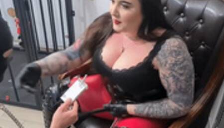 Slave boot worship for smoking Domme