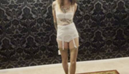 Gagged with duct tape in Vintage lingerie