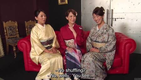 Reiko Kobayakawa and Akari Asagiri plus friend kimono sex party