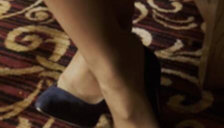 A bit of shoeplay Mainly foot rubbing under my table when out