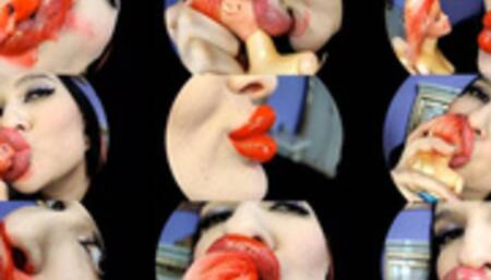 huge lips teasing and kissing