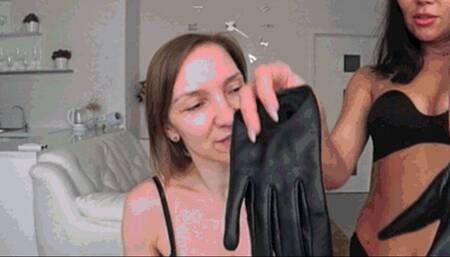 hands in leather gloves over her mouth and on her neck M2I