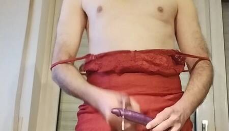 Jerking on A Dildo and Pushing Dildo in Ass