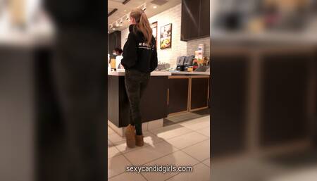 Slim Blonde In Pink Leggings Candid Ass