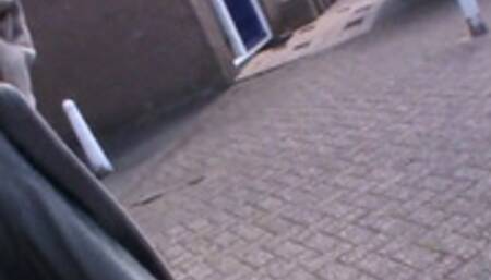 Pedal Pumping in Old Black Ballerinas in a Strange Blue cabrio HQ