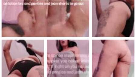 NAKED stepMOMMY CHANGING Spying on StepMoms Hairy Bush and Big Boobs pov you shrunk to spy on stepmommy after a shower towering and stomping over you naked with her huge soles she bends down and FARTS right on you naked in a towel putting on lotion bra a