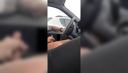 Married handjob in my car