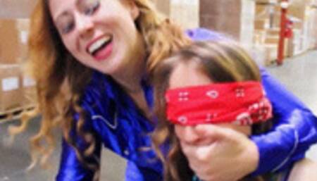 Layla, Raven and Crystal Clark in the warehouse of bondage