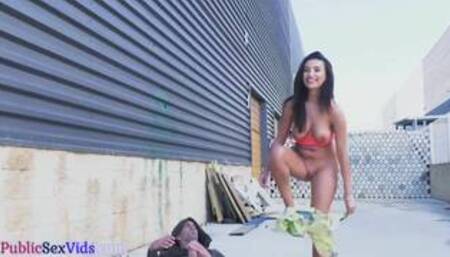 Public beauty fucked outdoor by big dick in wet pussy