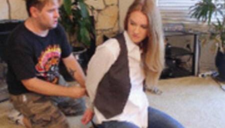 Sexy detective Ashley Lane captured by a bad guy has to wait tied up and gagged for hours until she gets rescued