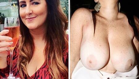 British bimbo Donna Cooke flashes HUGE tits RGGB