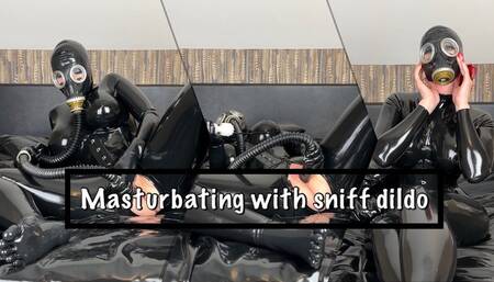 Masturbating with sniff dildo
