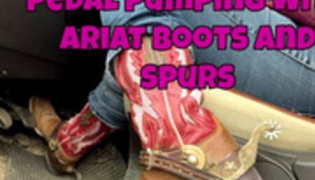 pedal pumping with ariat boots and western spurs