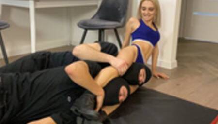 OLHA ELEMINATES 2 GUYS BIKINI FIGHT