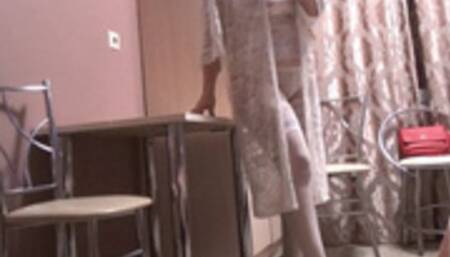 Lady in white-masturbation on table C4SMILF23