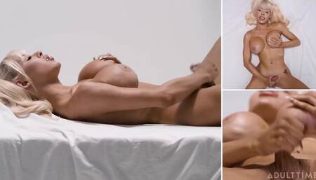 Playful Brittney Kade at long hair video