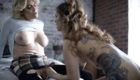 Tattooed Teen fucked by Trans Stepmommy