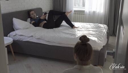 New Goddess smothers the bitch Natalia with her perfect ass! 4K