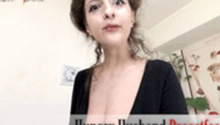 Hungry Husband Breastfeeding - Annoyed Wifey reluctantly allows Perv Husband to suck on her Big Boobies! Now in wmv format!