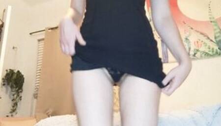 Little Black Dress Upskirt Striptease