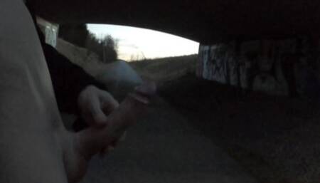 Caught by A Passing Car & Risky Cum Load Under a Bridge