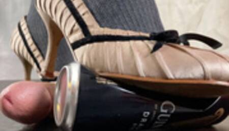 A Shoejobdream comes true - Saint Patricksday Special CBT - Guinness can crush and a beautiful Shoejob in Overknee socks and Heels - multi - HD