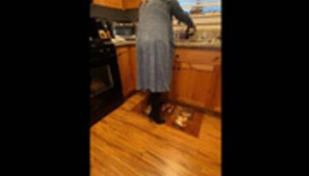 Deb Leaves For Work & Comes Home Wearing Her Black Suede Sugar Stealth Stiletto Spiked Heel Boots With Black Stockings & Gray Dress & Seduces Hubby With a Boot Job (11-4-2021)