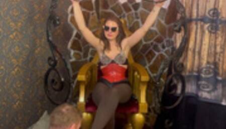 Nylon foot worship and faceslapping